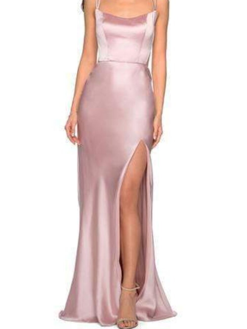 NWT La Femme 27010 Satin Prom Dress Blush Size 6